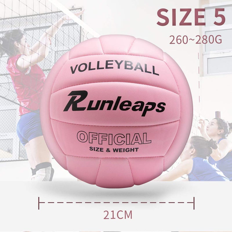 Runleaps Volleyball, Waterproof Indoor Outdoor Volleyball for Beach Game Gym Training (Official Size 5, Pink) - Image 4