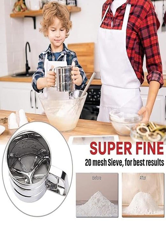 ELVORO Flour Sifter/Atta chhani Hand Press Design Stainless Steel Flour Sifter Corrosion Resistant Large Capacity Flour Sieve Cup for Sugar Flour and Coffee Powder | Atta Chalni - Image 5