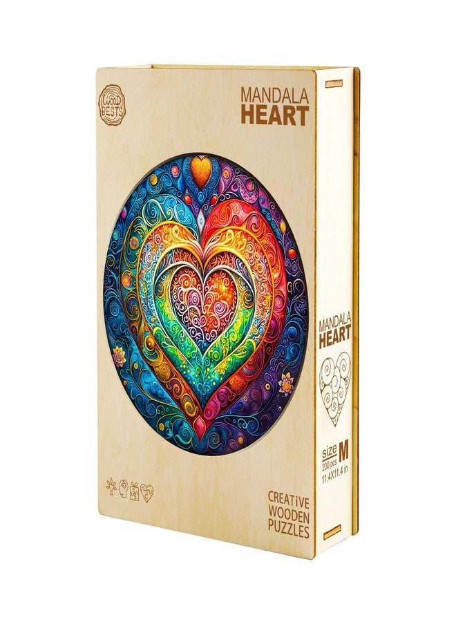 Jigfoxy Wooden Puzzles for Adults, Mandala Heart Wood Puzzles Adult, Unique Animal Shape Wooden Jigsaw Puzzles for Adults, Birthday Gifts for Puzzle Lovers, Family, Friend (S-8.5 * 8.5in-100pcs) - Image 4