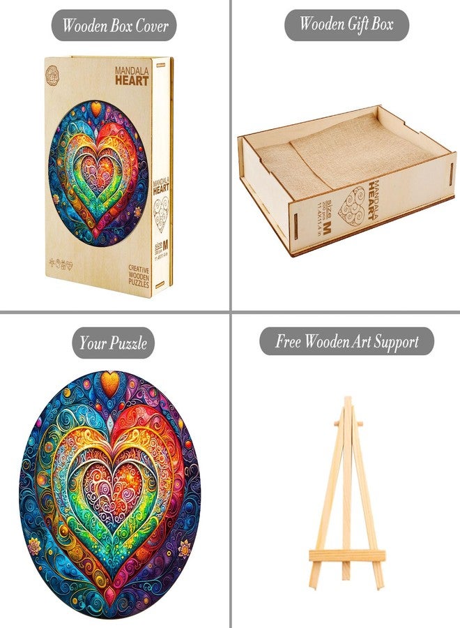 Jigfoxy Wooden Puzzles for Adults, Mandala Heart Wood Puzzles Adult, Unique Animal Shape Wooden Jigsaw Puzzles for Adults, Birthday Gifts for Puzzle Lovers, Family, Friend (S-8.5 * 8.5in-100pcs) - Image 5