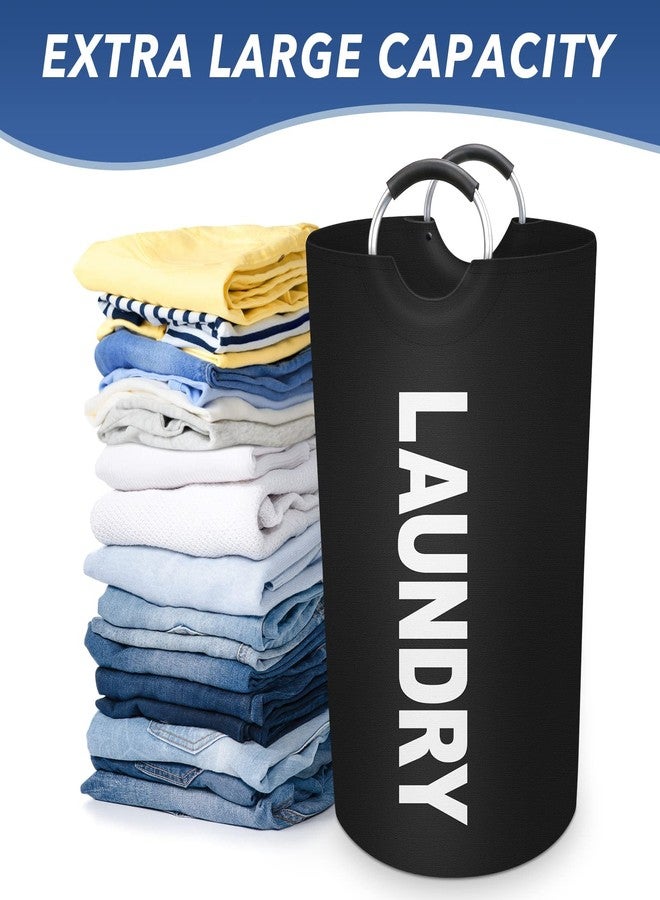 EpicTotes 90L Large Laundry Basket, Freestanding Waterproof Laundry Hamper, Collapsible Folding Tall Clothes Hamper, Easy Carry with Foam Protected Aluminum Handles for Dorm, Family, Travel (Black) - Image 4