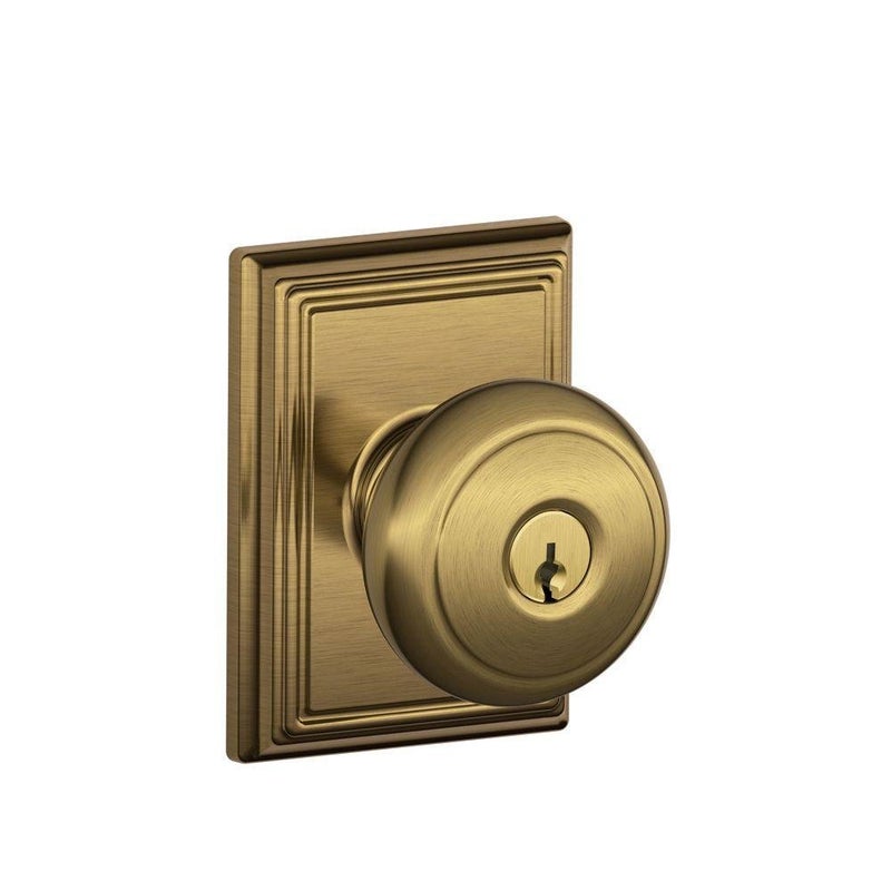 SCHLAGE F51A AND 609 ADD Andover Knob with Addison Trim Keyed Entry Lock, Antique Brass - Image 4