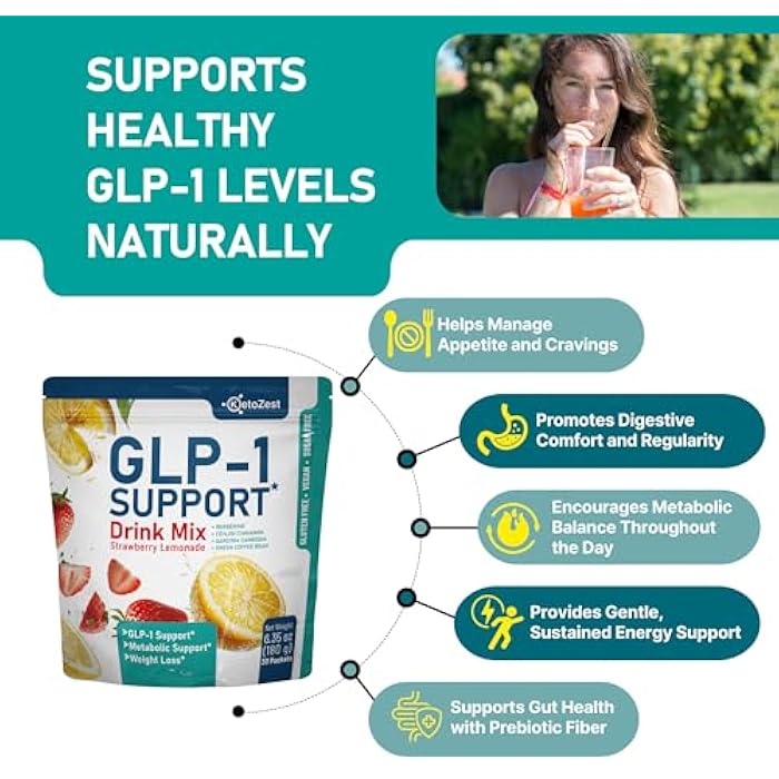KetoZest GLP-1 Support Drink Mix Powder - Women Men Weight Loss Support - GLP1 Support Prebiotic Fiber Supplement - Daily Natural Metabolism & Fat Burn Support - Reduce Bloating Gut - Image 3
