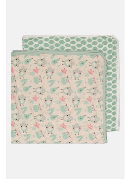 Rene Rofe Toddlers Boy 2 Piece Swaddle Blanket Set 76 x76 cm, Green Combo 