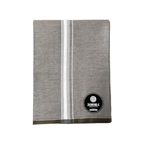 Zoiora Grey Cotton Lungi for Men (1.90 x 1.28 Meters) | Premium Ethnic Wear Dhoti | Hem-Stitched Pure Cotton Mundu | Traditional Single Dhoti for Men | Grey Woven Lungi - Image 3