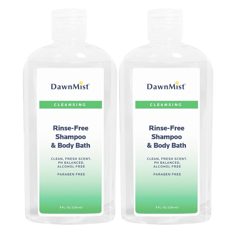 DawnMist Dukal RinseFree Shampoo Body Bath with Convenient Dispensing Cap 8 oz Bottle Set of 2 NonIrritating Formula for All Skin Types Ideal for OntheGo Use and PostSurgery Care - Image 1
