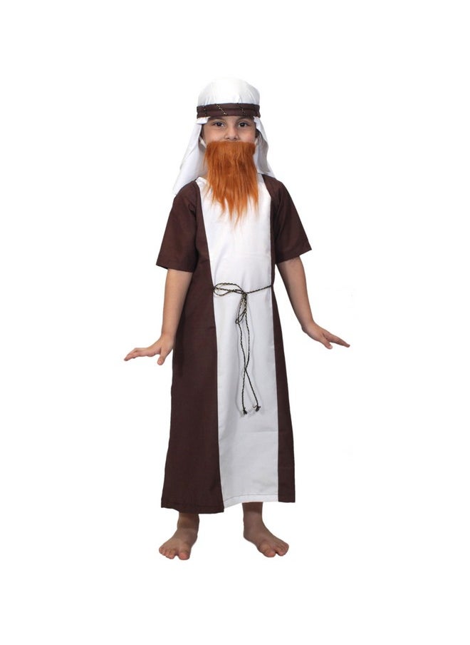 Kaku Fancy Dresses Kaku Fancy Dresses Polyester Shepherd Costume For Kids | Christmas Day, Theam Party| White Gown, Waist Belt, And Headscarf, 5-6 Years For Boys & Girls  - Image 1