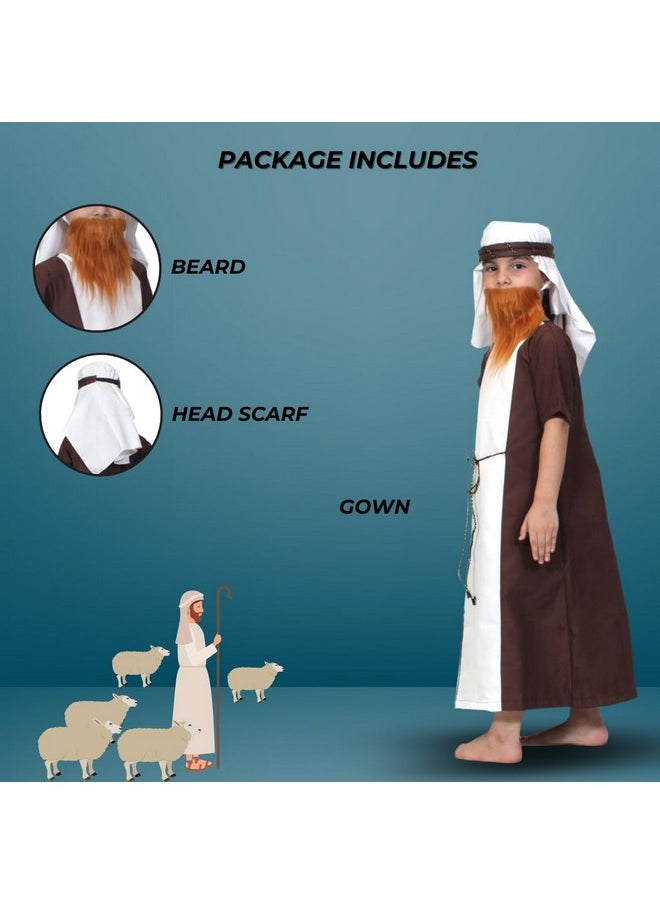 Kaku Fancy Dresses Kaku Fancy Dresses Polyester Shepherd Costume For Kids | Christmas Day, Theam Party| White Gown, Waist Belt, And Headscarf, 5-6 Years For Boys & Girls  - Image 4