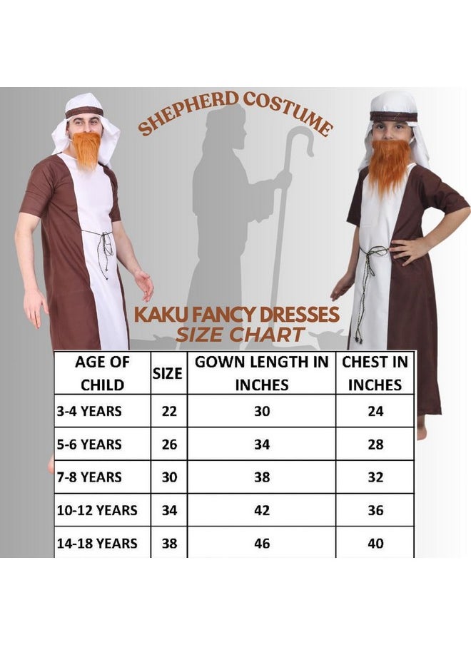 Kaku Fancy Dresses Kaku Fancy Dresses Polyester Shepherd Costume For Kids | Christmas Day, Theam Party| White Gown, Waist Belt, And Headscarf, 5-6 Years For Boys & Girls  - Image 5