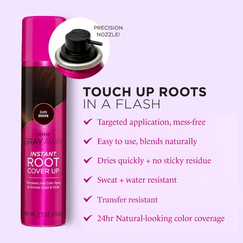 EVERPRO Gray Away Instant Root Cover Up Spray 2.5oz - Dark Brown - Image 5