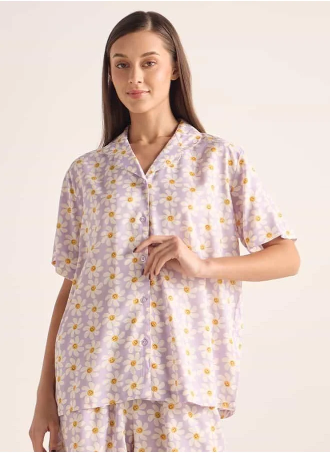 فاف Floral Print Shirt and Shorts Set