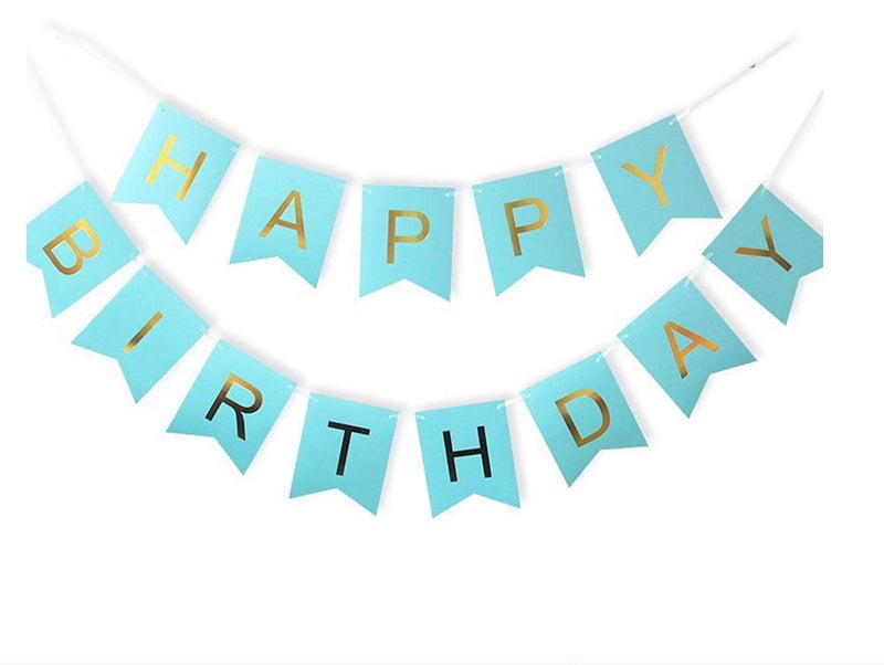 Balloonistics Happy Birthday Letters Card Board Banners (Blue & Gold) - Image 5