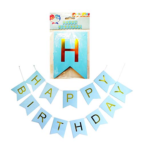 Balloonistics Happy Birthday Letters Card Board Banners (Blue & Gold) - Image 2
