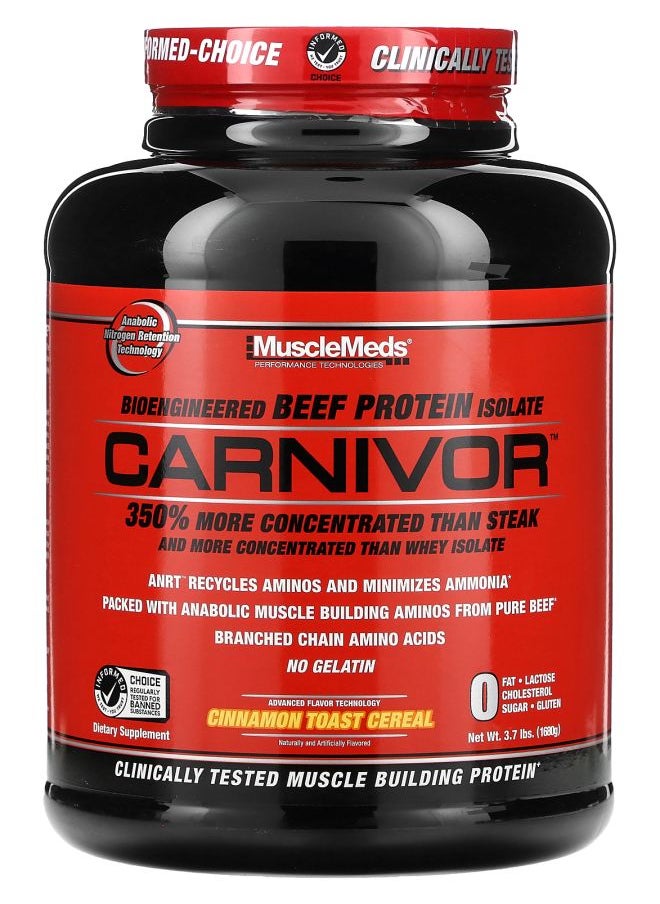 MUSCLEMEDS Carnivor Bioengineered Beef Protein Isolate Cinnamon Toast Cereal 3.7 lbs (1680 g) 