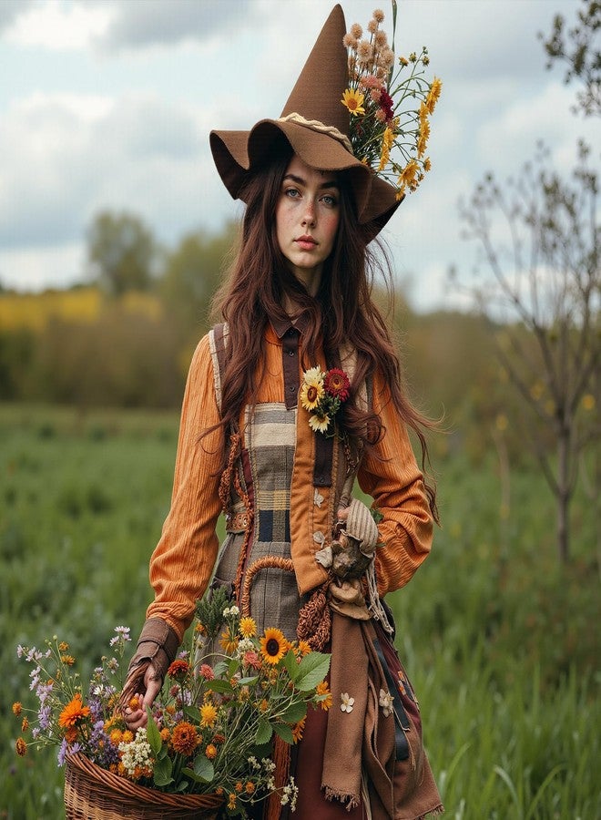 GAGIFT WORLD Scarecrow Hat, Brown Festival Costume Hat for Halloween or Theme Party, Funny Peasant or Storybook Style Accessory (Brown) - Image 2