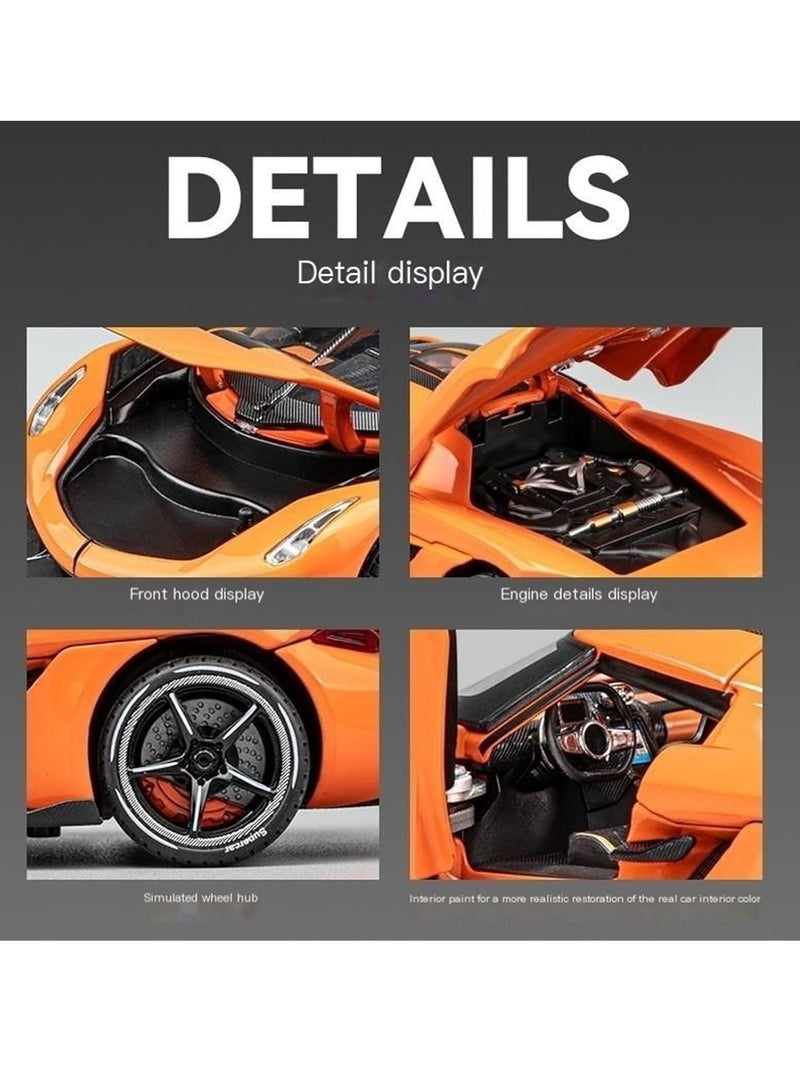 general Boxed car alloy car model 1:24 Koenigsegg sports car with sound and light pull back toy car model ornaments collection suitable for friends' birthdays, friends gifts - Image 5