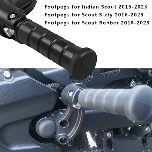 BAIONE Motorcycle Footpegs Rear Passenger Foot Pegs Replacement for Indian Scout 2015-2025 Scout Sixty 2016-2025 Scout Bobber 2018-2025 Foot Rests Pedal (black) - Image 5