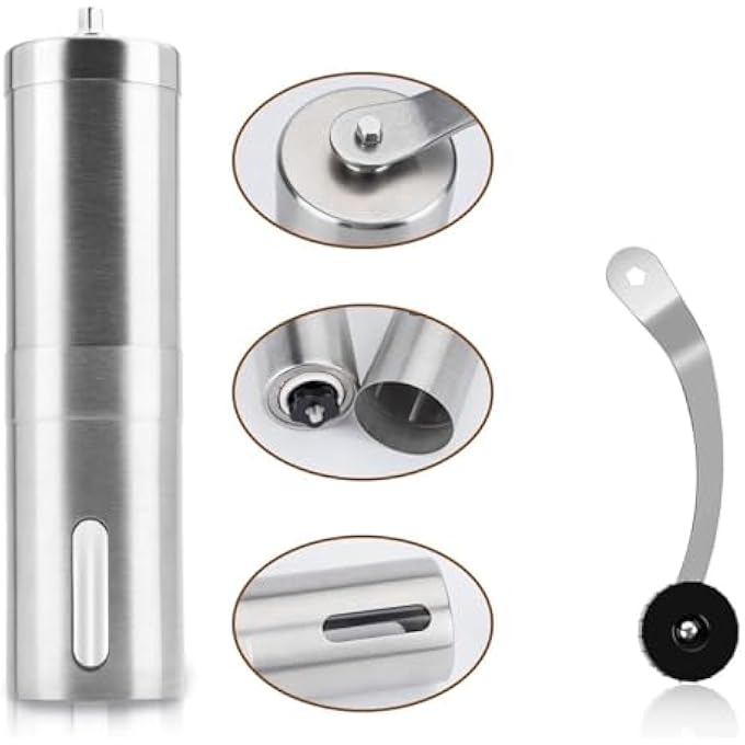 BANSHAN Manual Coffee Grinder Whole Bean Conical Burr Mill Brushed Stainless Steel1 Pcs - Image 4