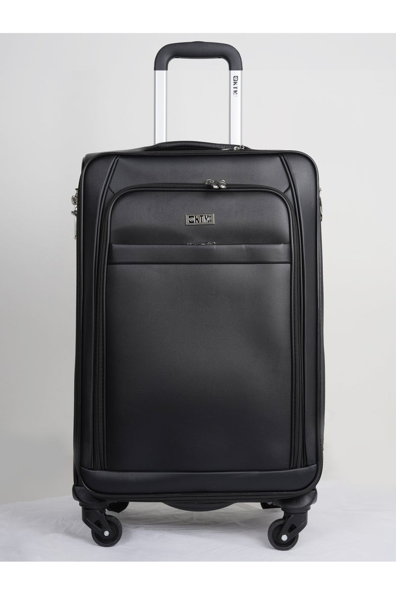 Large Leather Luggage Lightweight Trolley Bag with 4 Spinner Wheels and Built in Combination Lock 30 inch Dark Brown