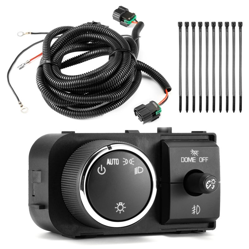 Lin Cin Yin Fog Light Wiring Harness Headlight Dimmer Switch for 20072014 Chevy Silverado 1500 2500 3500 GMC Sierra 1500 2500 3500 Instrument Panel Headlamp Switch Fog Lamp Harness 19170439 25858705 15096895 - Image 3