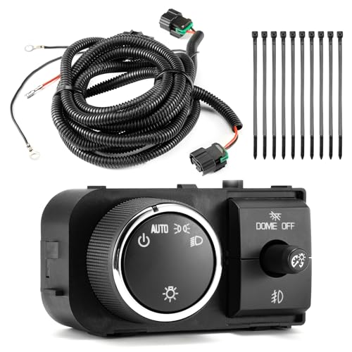 Lin Cin Yin Fog Light Wiring Harness Headlight Dimmer Switch for 20072014 Chevy Silverado 1500 2500 3500 GMC Sierra 1500 2500 3500 Instrument Panel Headlamp Switch Fog Lamp Harness 19170439 25858705 15096895 - Image 1