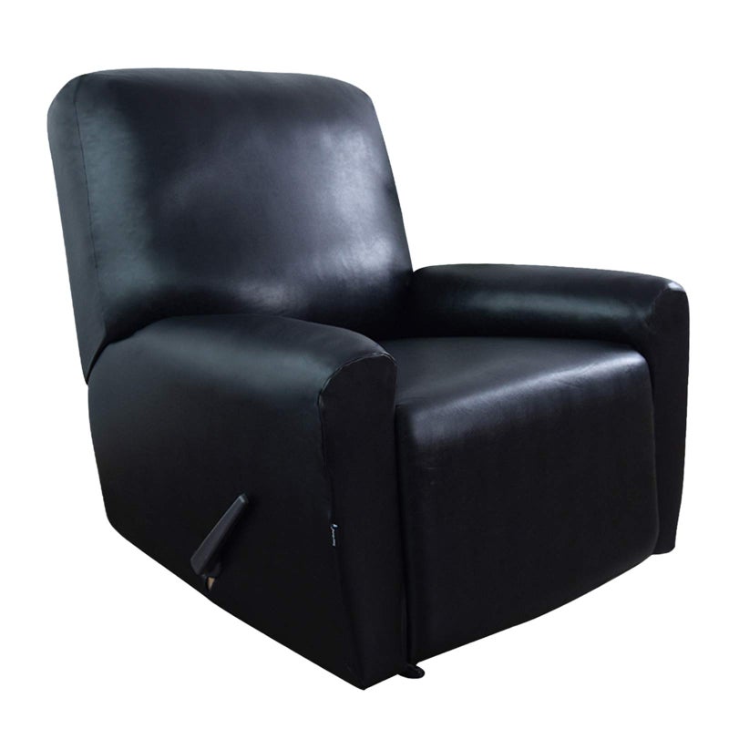 Easy-Going EasyGoing PU Leather Recliner slipcovers Waterproof Stretch Sofa Covers 4 Pieces Stretch Furniture Protector AntiSlip Elastic Strap Shield Pets Kids Children Cats Dogs Recliner Black 