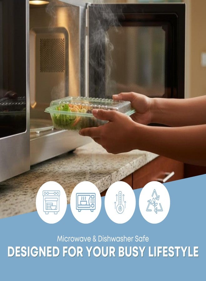 FSE Reusable to Go Take Out Container, 3-Compartment Meal Prep Box 9" x 9" x 2.5", Polypropylene, Microwave & Dishwasher Safe, Stackable Food Storage Container (Green) - Image 4