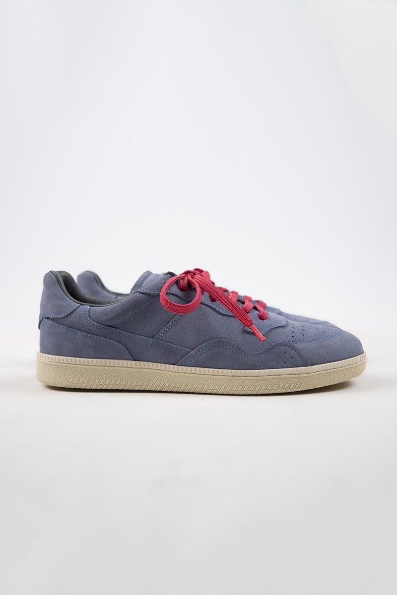 Krahe Zeus Men's Genuine Leather Hand-Painted Lace-up and Two Spare Laces Light Blue Sneakers - Image 2