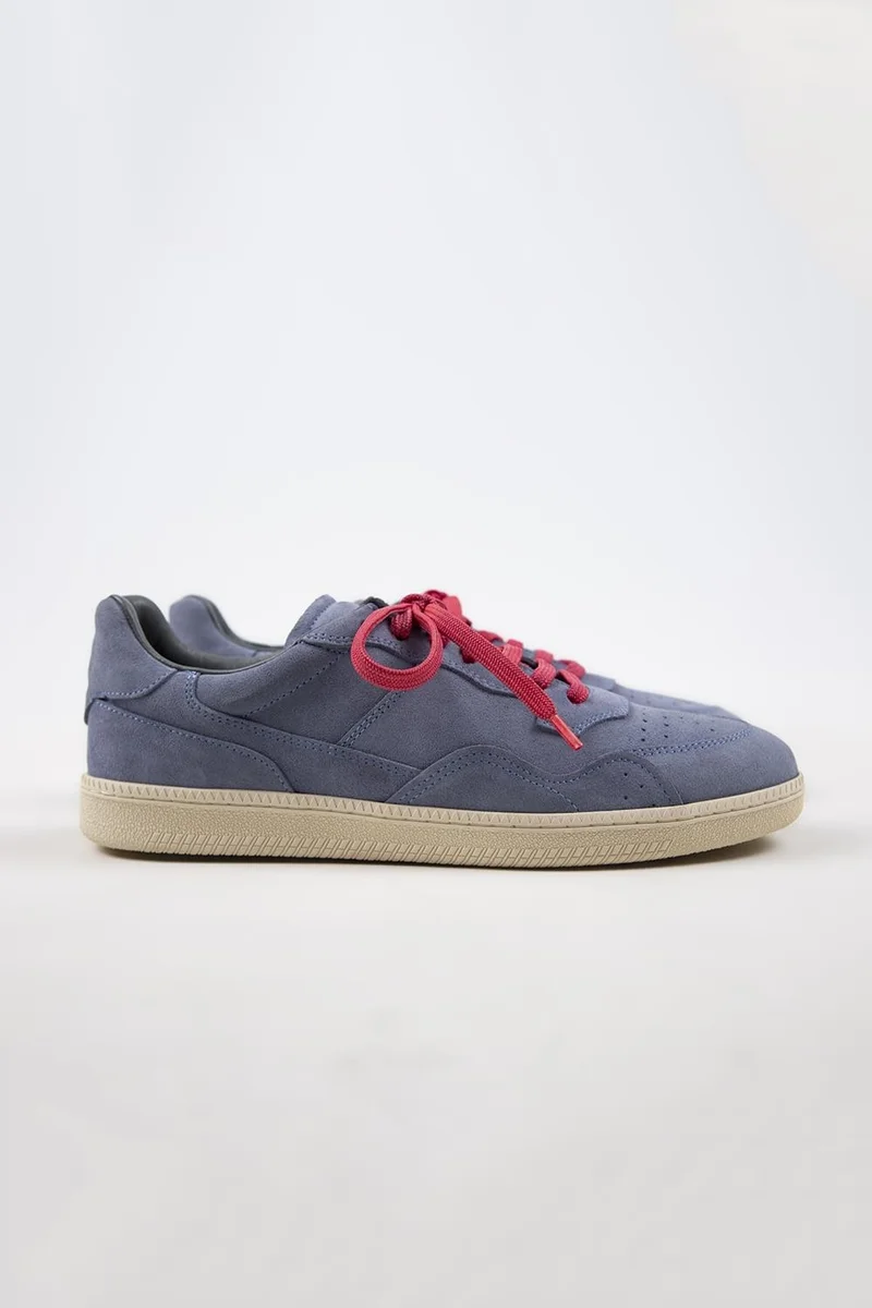 Krahe Krahe Zeus Men's Genuine Leather Hand-Painted Lace-up and Two Spare Laces Light Blue Sneakers