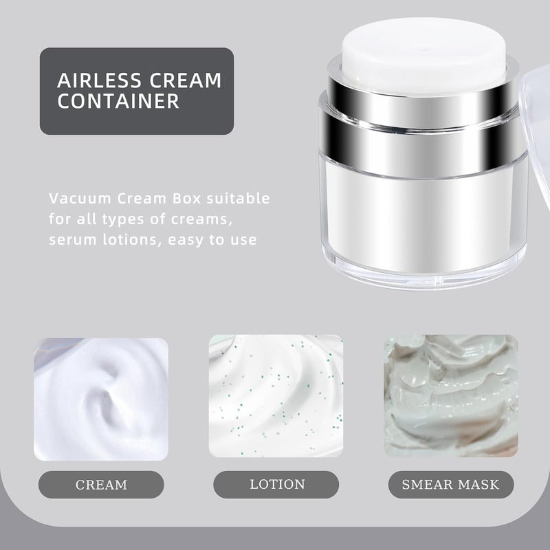 ASEVAT 2 Pack Airless Pump Jar, Refillable Cream Jar, 1.7 oz Moisturizer Pump Dispenser, Vacuum Bottle Dispenser, Travel Containers for Lotions and Creams Moisturizer (White) - Image 4