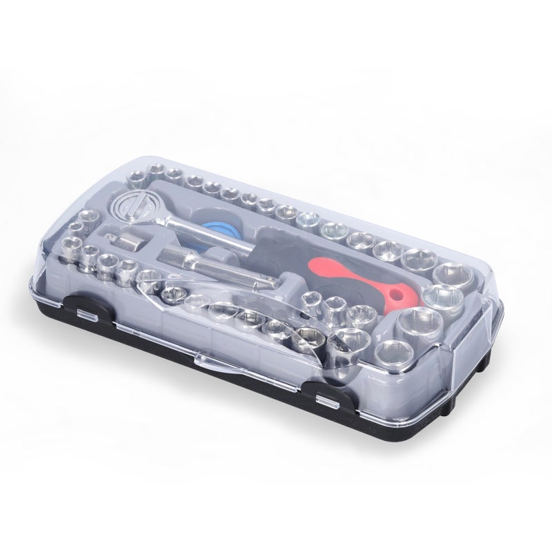 40 PCS Socket Set Practical Motorcycle Bicycle Auto Repairs Tool Set Household Hardware Tools Hexagonal Socket Ratchet Wrench Combination Tool Set with Storage Box - Image 2
