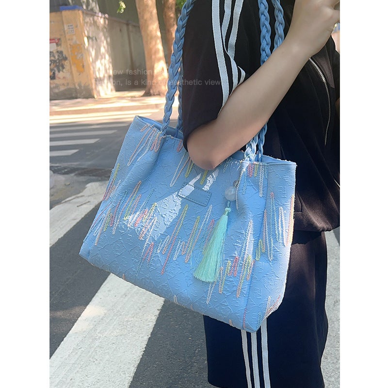 Commuting Canvas Bag For Women Trendy Summer Shoulder Underarm Bag Casual Large Capacity Tote Bag - Image 4