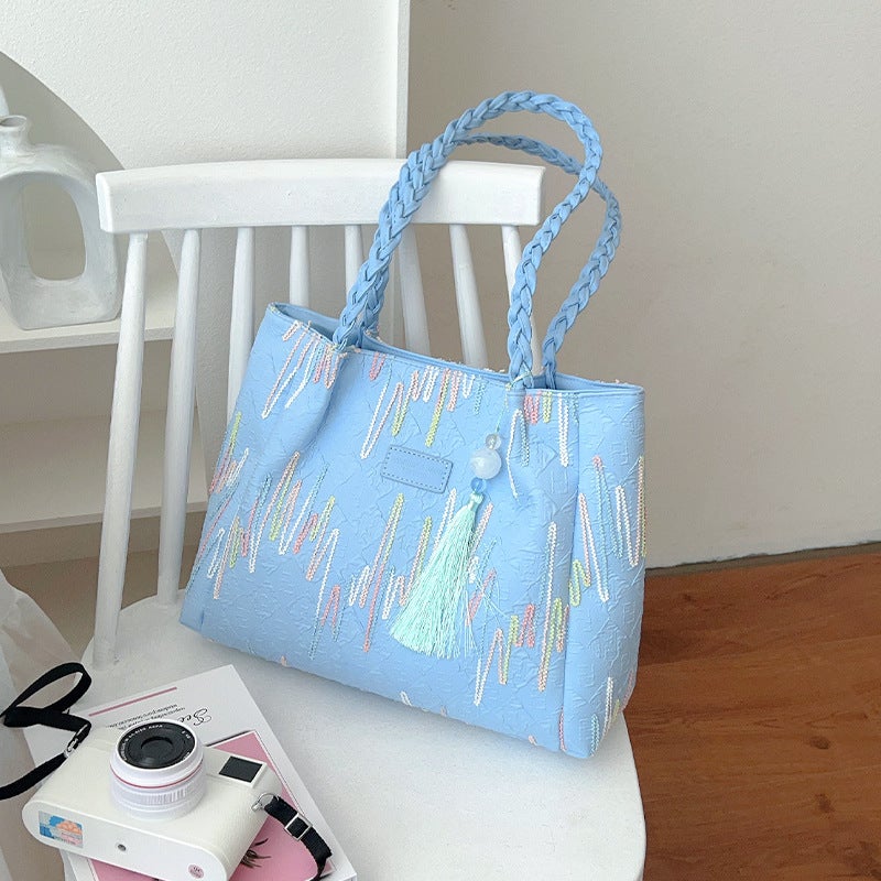 Commuting Canvas Bag For Women Trendy Summer Shoulder Underarm Bag Casual Large Capacity Tote Bag - Image 1