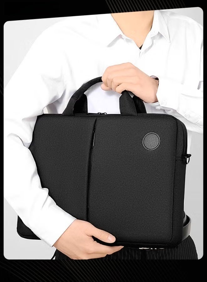 360° Protective Laptop Netbook Messenger Shoulder Bag with Adjustable Shoulder Straps Durable Wear-resistant Briefcase for Men Women School Work Office Travel Black - Image 2