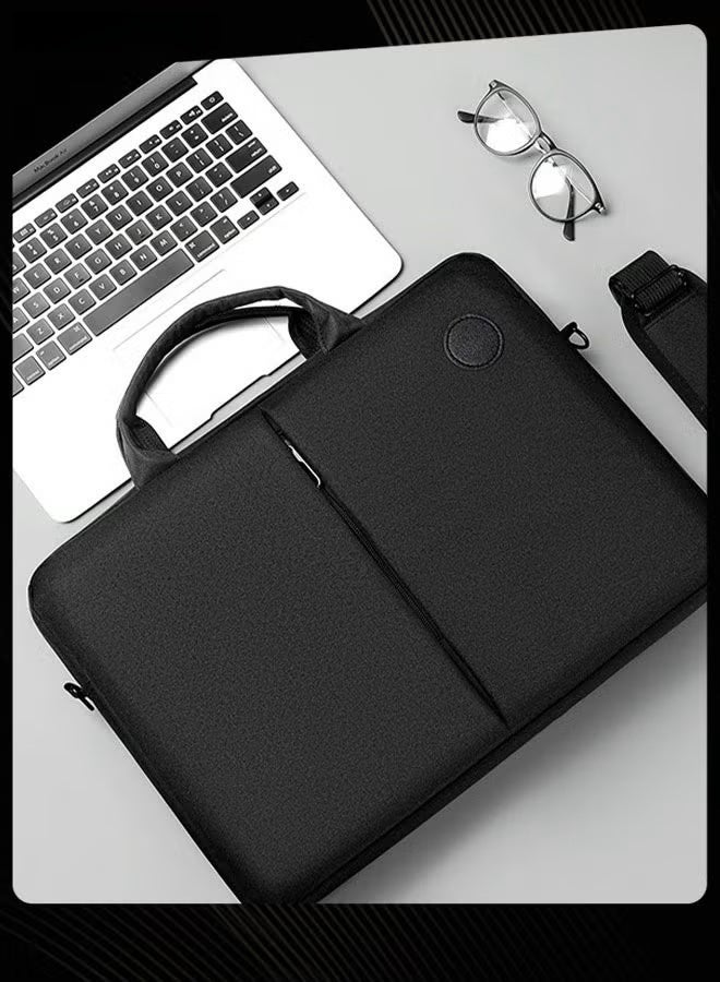 360° Protective Laptop Netbook Messenger Shoulder Bag with Adjustable Shoulder Straps Durable Wear-resistant Briefcase for Men Women School Work Office Travel Black - Image 3