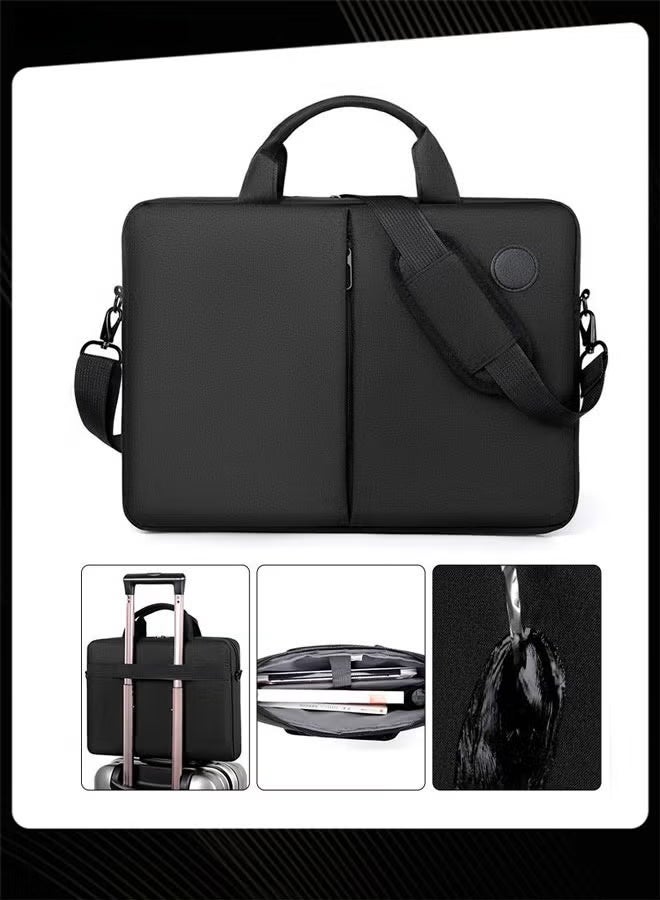 360° Protective Laptop Netbook Messenger Shoulder Bag with Adjustable Shoulder Straps Durable Wear-resistant Briefcase for Men Women School Work Office Travel Black - Image 1