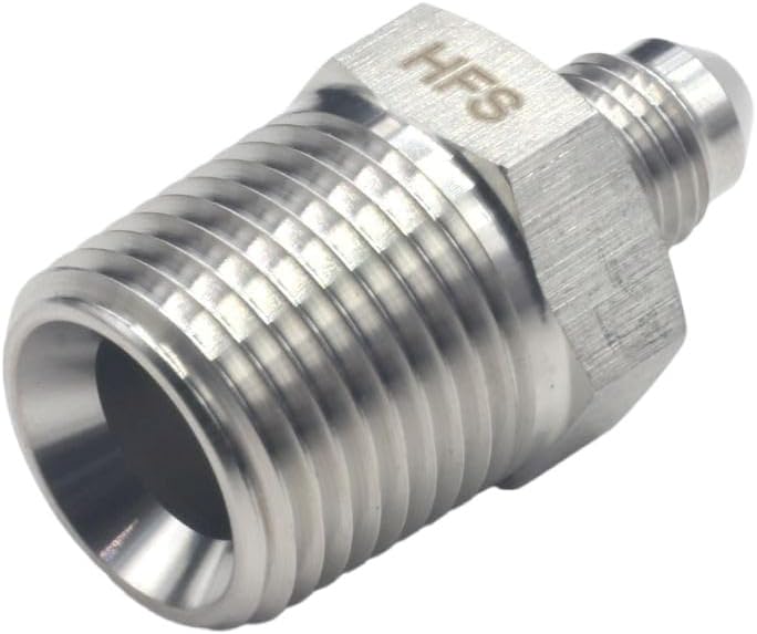 HFS (R) 1/2" NPT Male to 1/4" JIC Male Adapter Flared Tube Fitting Pipe Connector Stainless Steel 304 - Image 2