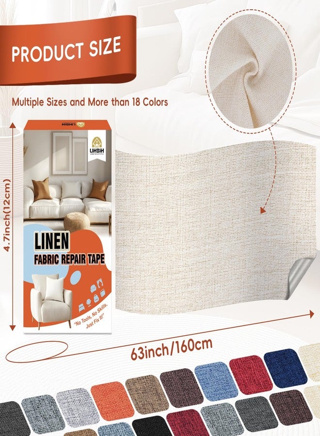 LIHBIH Linen Fabric Repair Tape 4.7x63 Inch, Self Adhesive Couch Patch Repair Fabric Tape for Furniture, Linen Patch Kit for Couch, Carpet, Upholstery, Chair, Sofa, Cushion, Bag (Beige) - Image 2