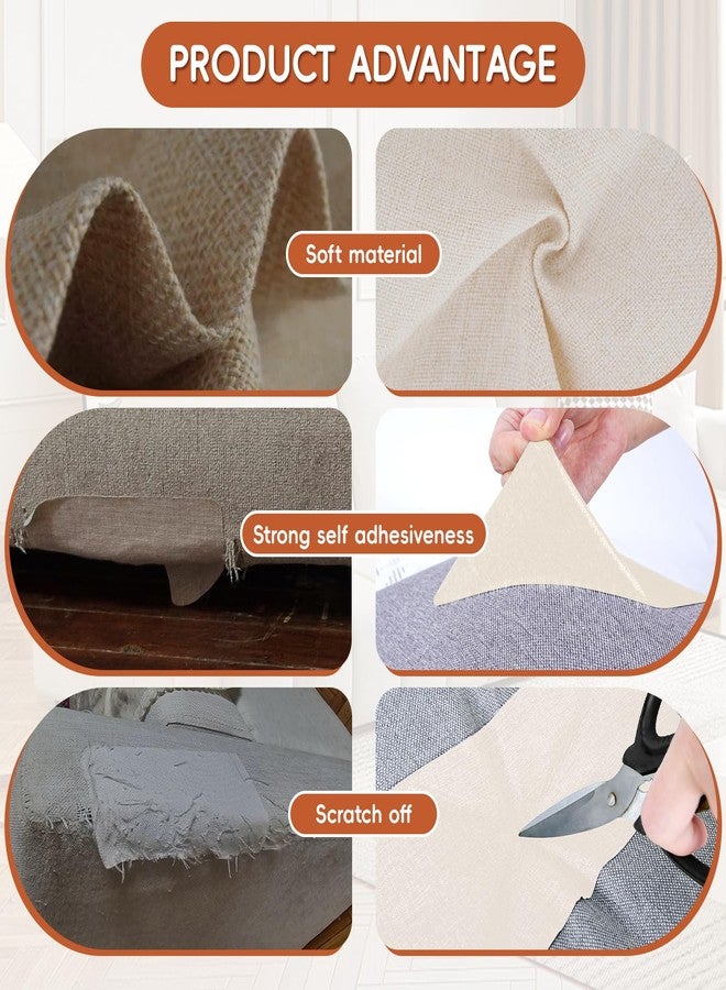 LIHBIH Linen Fabric Repair Tape 4.7x63 Inch, Self Adhesive Couch Patch Repair Fabric Tape for Furniture, Linen Patch Kit for Couch, Carpet, Upholstery, Chair, Sofa, Cushion, Bag (Beige) - Image 3