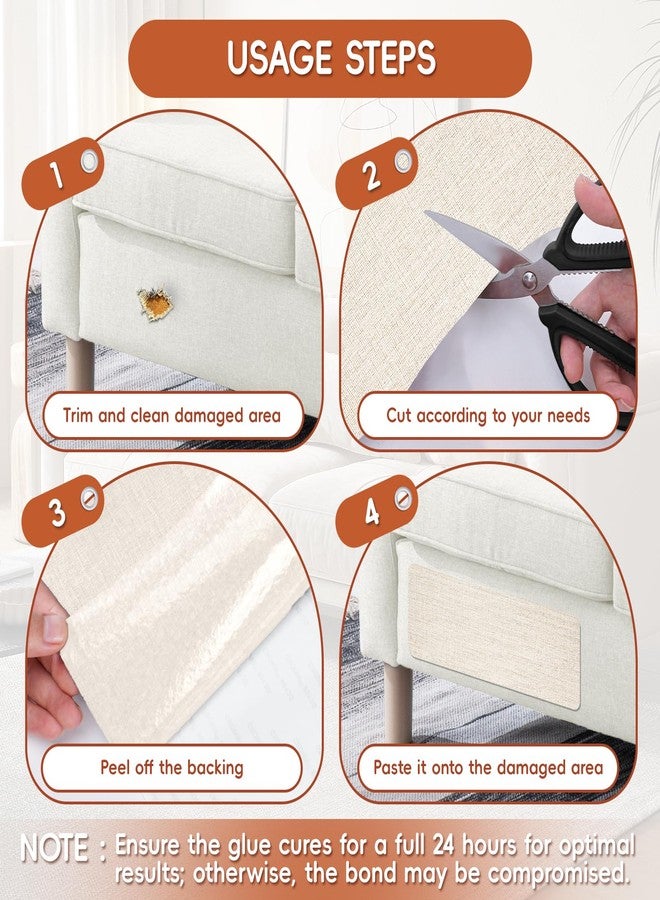 LIHBIH Linen Fabric Repair Tape 4.7x63 Inch, Self Adhesive Couch Patch Repair Fabric Tape for Furniture, Linen Patch Kit for Couch, Carpet, Upholstery, Chair, Sofa, Cushion, Bag (Beige) - Image 4