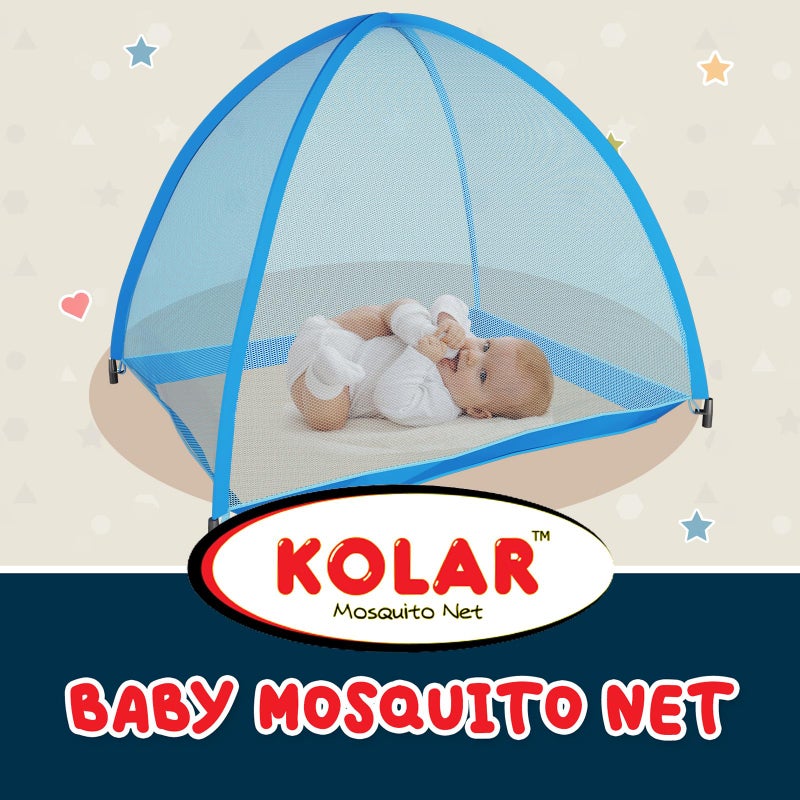 Kolar Polyester Blue Infants Washable Baby Mosquito Net|Anti-Bug Crib Net Foldable Bottomless Baby Crib Machardani Mosquito Net (Blue with Stars, Tent) - Image 5