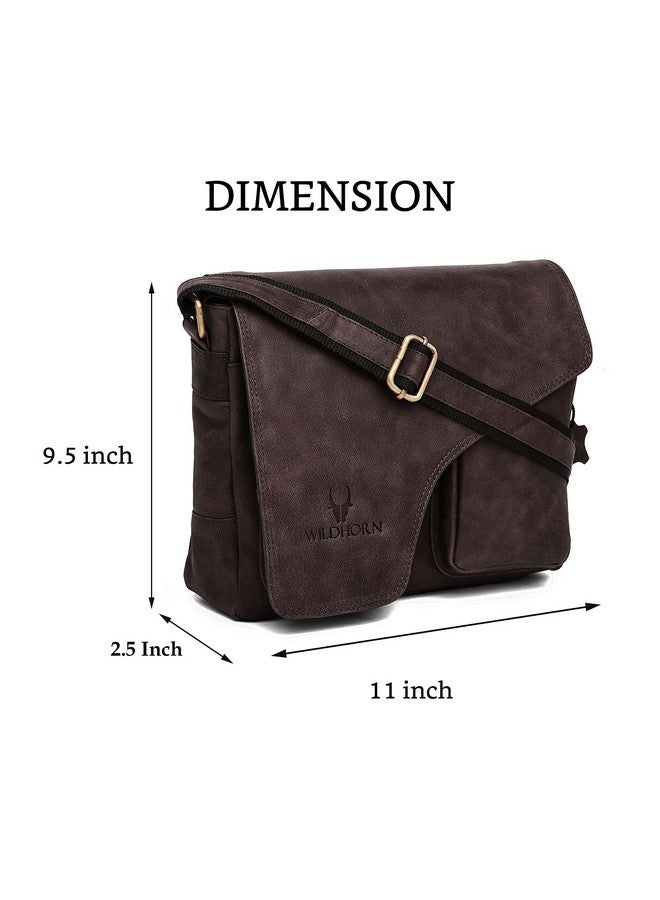 WildHorn Genuine Leather Messenger Bag for Men | Compact, Stylish & Durable | Flap Closure | Adjustable Strap | 1-Year Warranty - Image 3