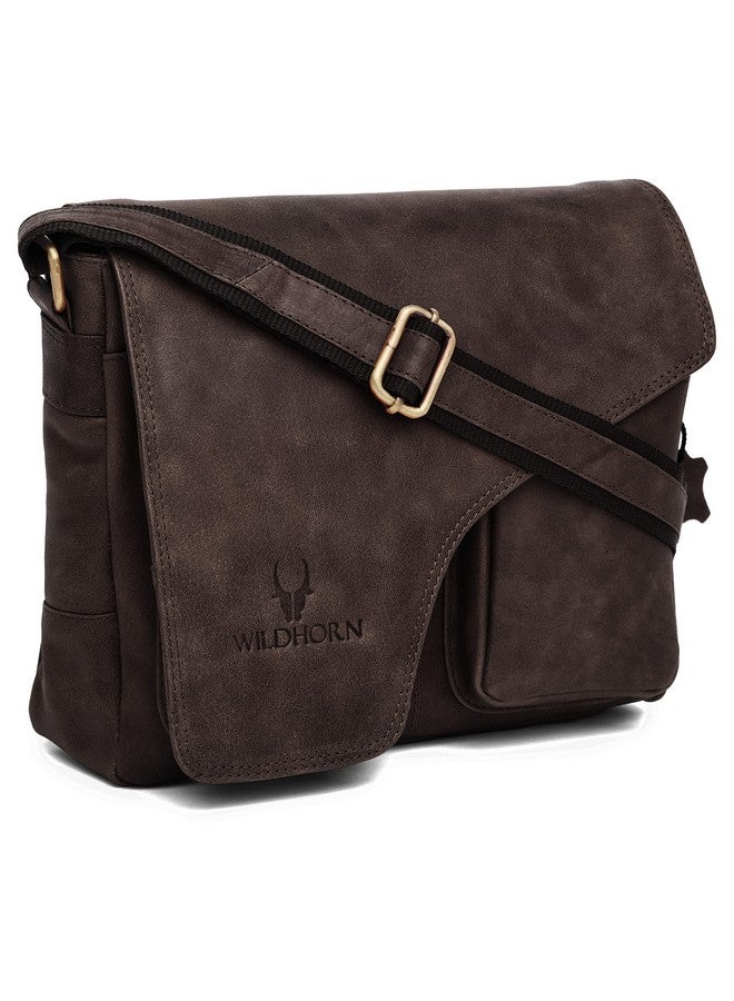 WildHorn Genuine Leather Messenger Bag for Men | Compact, Stylish & Durable | Flap Closure | Adjustable Strap | 1-Year Warranty - Image 1