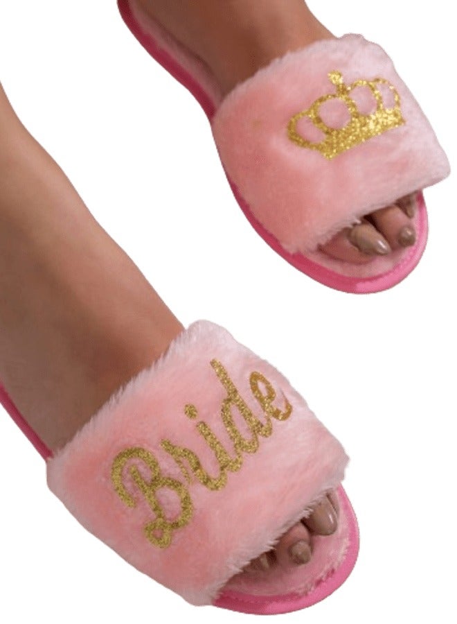women pink fur slippers 40/41