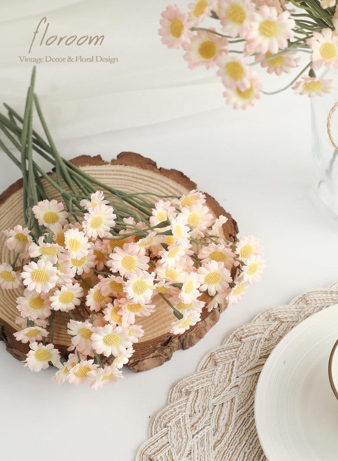 Floroom 24pcs Small Fake Silk Blush Daisies Artificial Wildflowers for Decorations, Ideal for DIY Pink Bouquets, Centerpieces, Party Decor, Wedding Arrangements (Vase Not Included) - Image 4