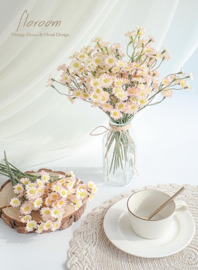 Floroom 24pcs Small Fake Silk Blush Daisies Artificial Wildflowers for Decorations, Ideal for DIY Pink Bouquets, Centerpieces, Party Decor, Wedding Arrangements (Vase Not Included) - Image 2