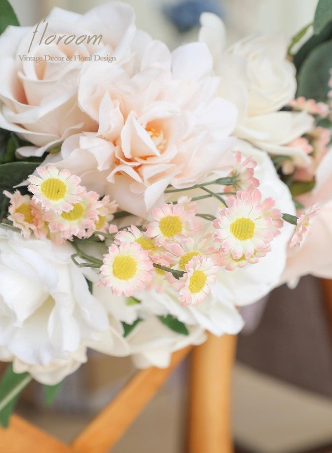 Floroom 24pcs Small Fake Silk Blush Daisies Artificial Wildflowers for Decorations, Ideal for DIY Pink Bouquets, Centerpieces, Party Decor, Wedding Arrangements (Vase Not Included) - Image 5
