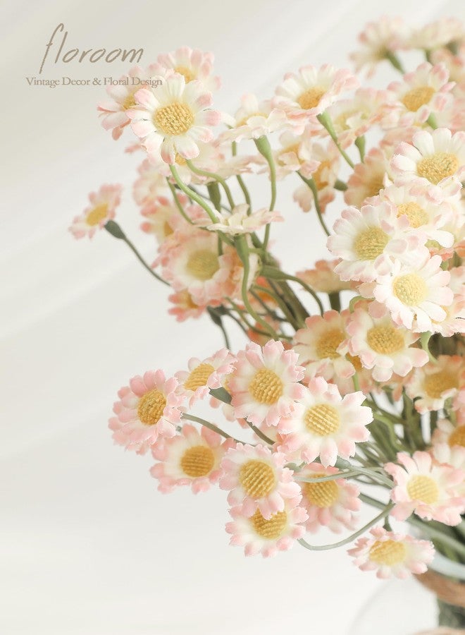Floroom 24pcs Small Fake Silk Blush Daisies Artificial Wildflowers for Decorations, Ideal for DIY Pink Bouquets, Centerpieces, Party Decor, Wedding Arrangements (Vase Not Included) - Image 3