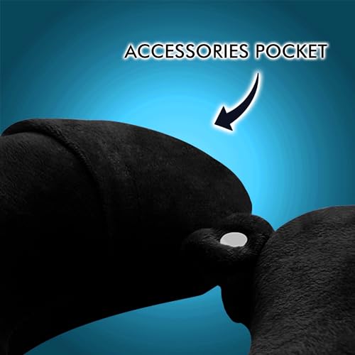 GREELI U Shaped Neck Pillow Soft Fiber Filled Travel Cushion with Snap Button, Comfortable Fabric, Neck Support for Flight, Bus, Car, Neck Pillow for Pain Relief (Black) - Image 5