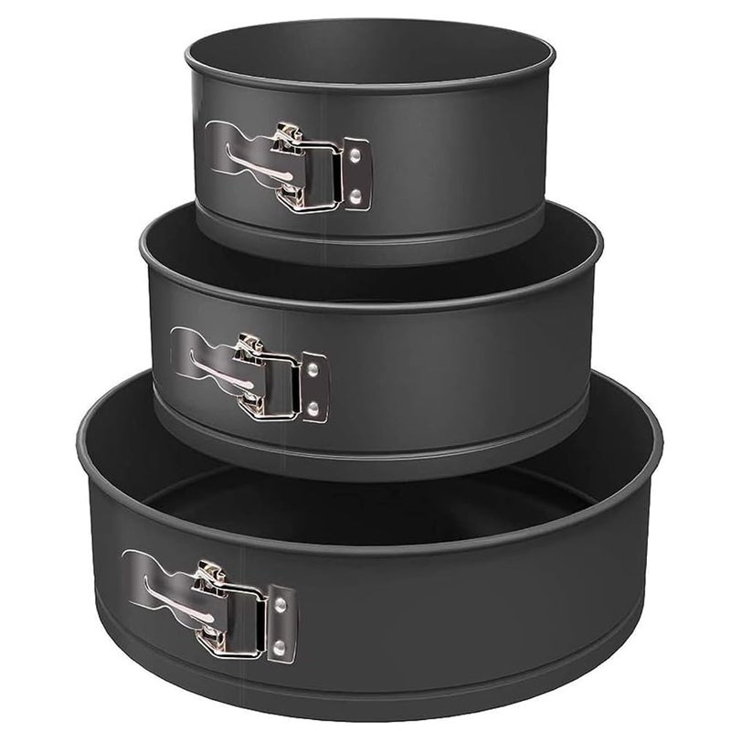 GABANIZ GABANIZ Round Cake Mould Set of 3pcs Non Sticky Removable Base Aluminum Made of Side Locks  - Image 1
